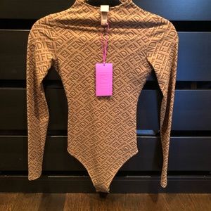 Skims Fendi Mock Neck Long Sleeve Bodysuit.